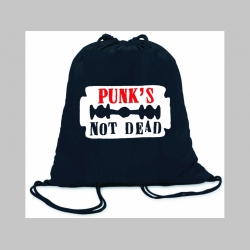 Punks not Dead  ľahký sťahovací batoh / vak s čiernou šnúrkou, 100% bavlna 100 g/m2, rozmery cca. 37 x 41 cm